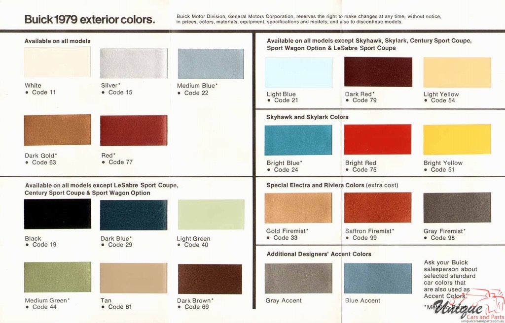 1979 Buick Exterior Paint Chart Page 2